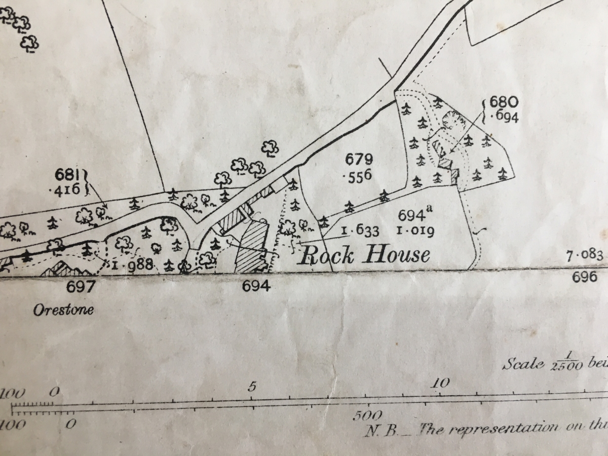 Rock House, where Rudyard Kipling lived, on an Ordnance Survey map, 1906.  (Devon Heritage Centre)