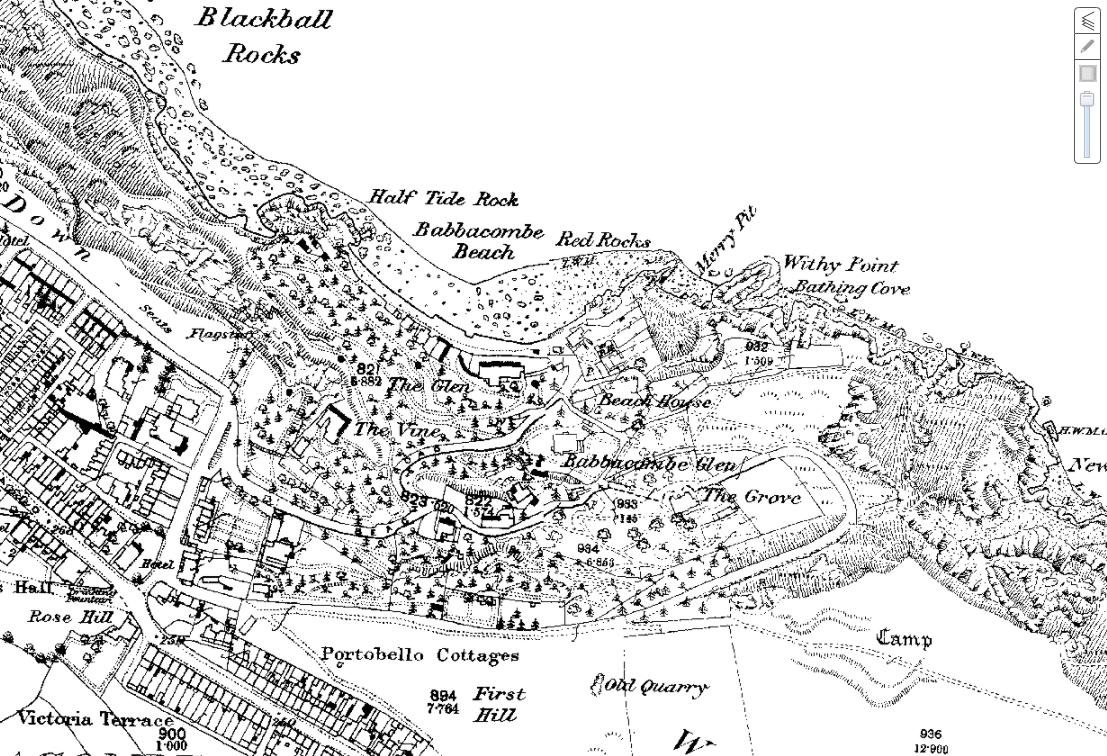 This map from 1880 shows the Glen, the house where the murder took place.  You can also see the Cary Arms next door.  The Glen burnt down so isn't there anymore.  The Cary Arms is where people went to get help when they discovered the fire and the murder.  (Know Your Place: http://www.kypwest.org.uk/)