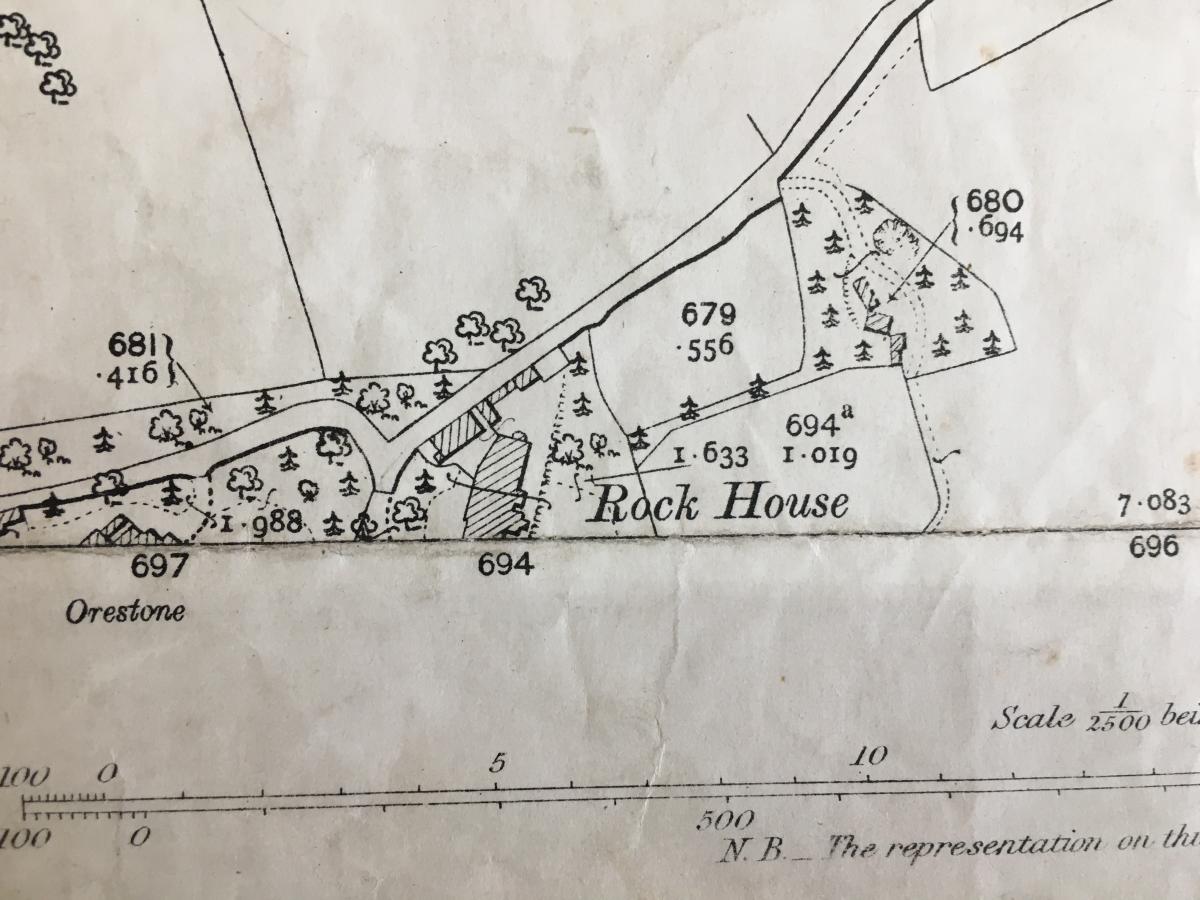 Rock House, where Rudyard Kipling lived, on an Ordnance Survey map, 1906.  (Devon Heritage Centre)