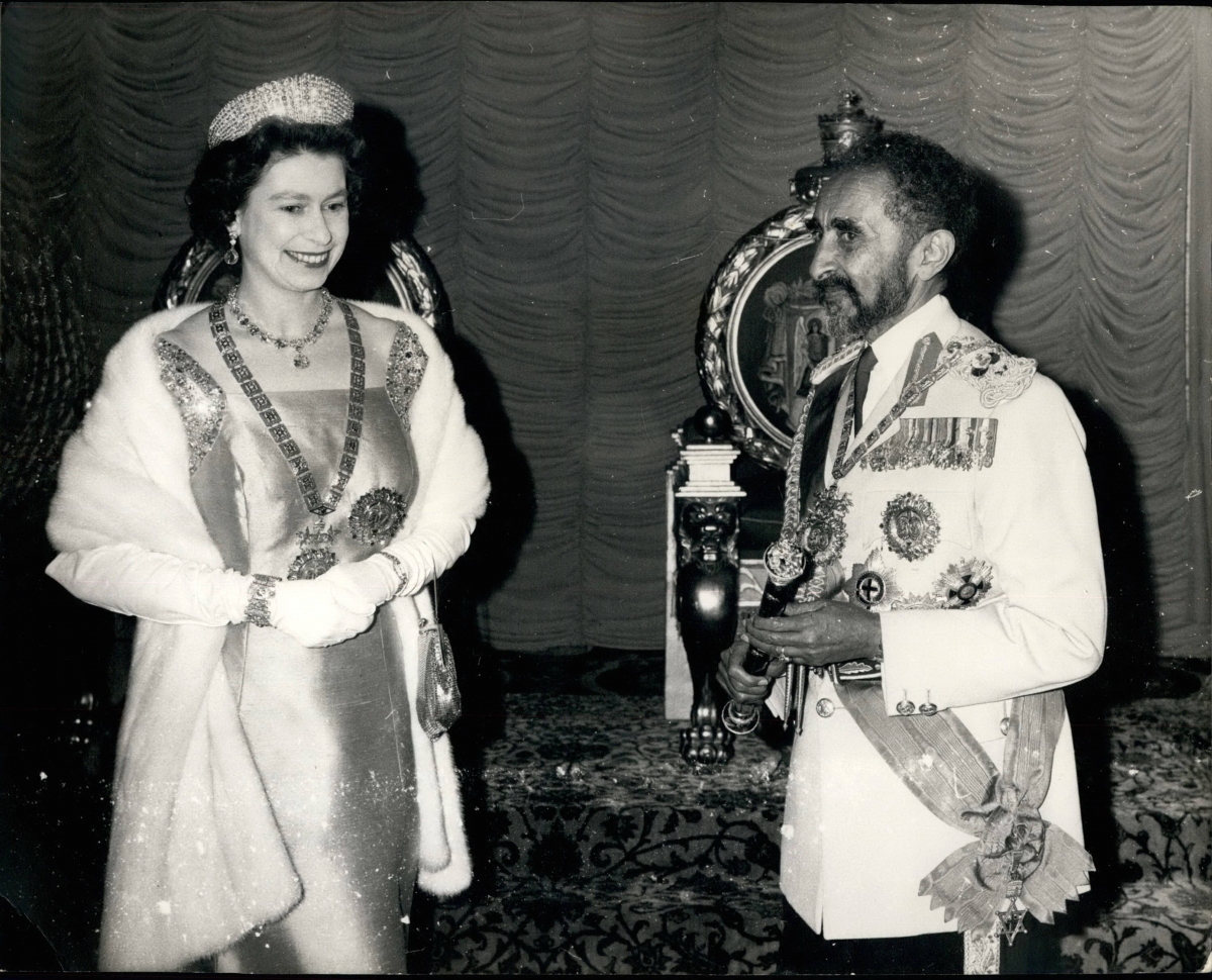 Photograph of Haile Selassie and the Queen, meeting during a visit to Addis Ababa, Ethiopia. © Keystone Pictures USA/ZUMAPRESS.com/Mary Evans
