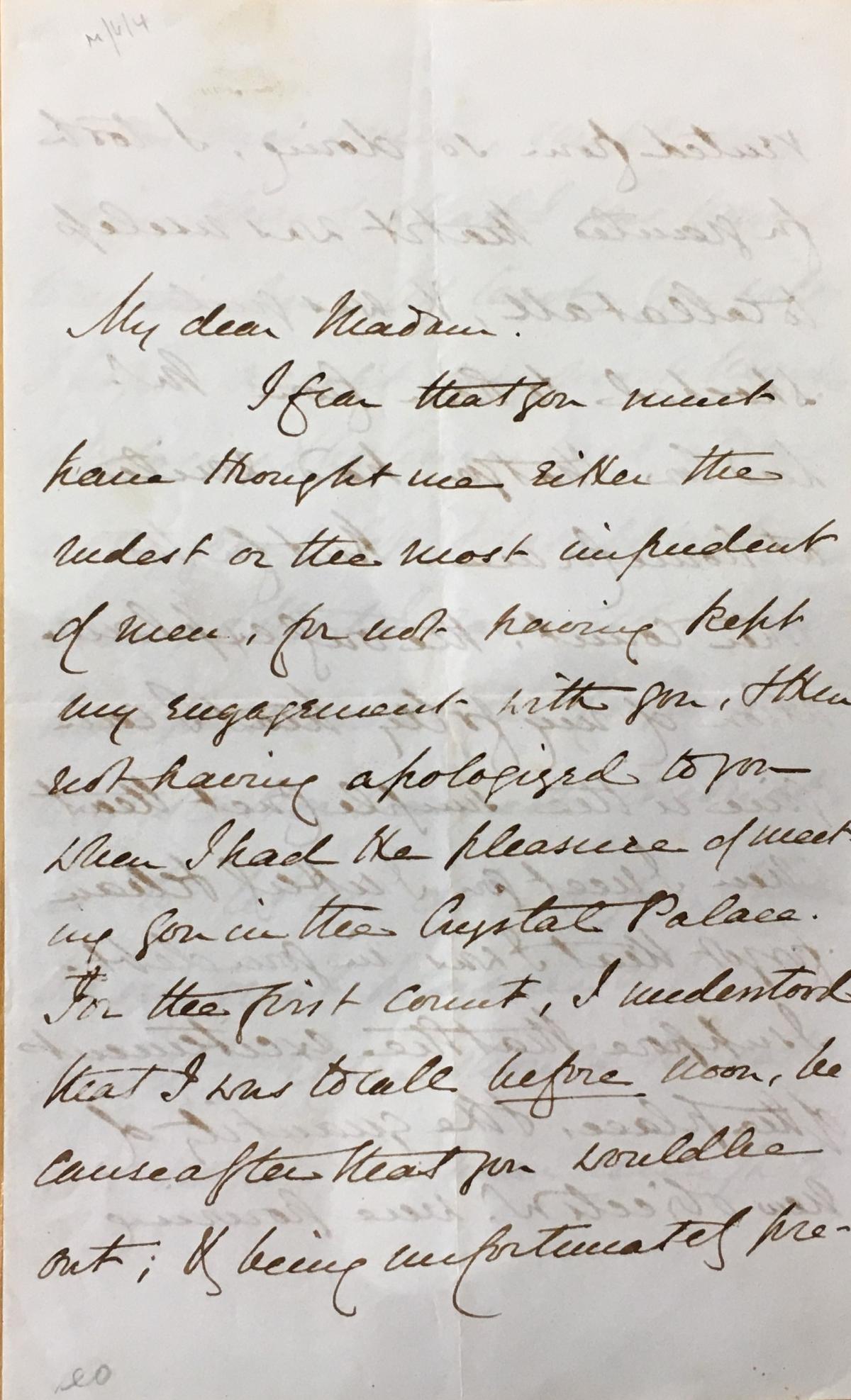 Letter from Charles Kingsley at Babbacombe, 23rd June 1854.  (Devon Heritage Centre: 53/10/7) (https://devon-cat.swheritage.org.uk/records/53/10/7)