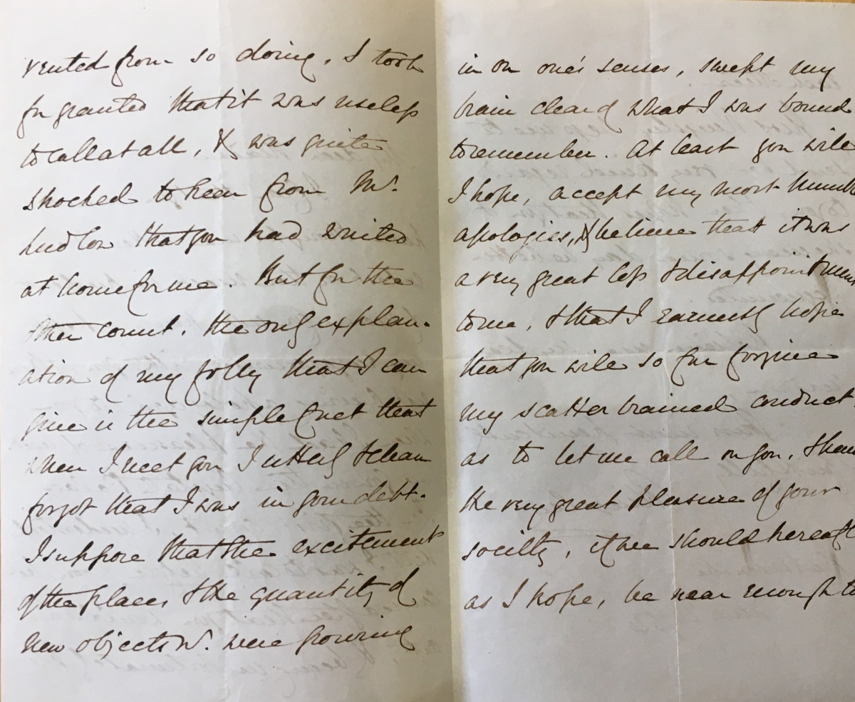 Letter from Charles Kingsley at Babbacombe, 23rd June 1854.  (Devon Heritage Centre: 53/10/7)