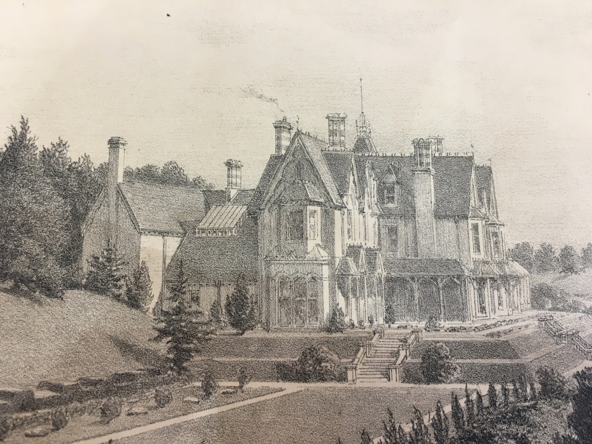 This drawing shows the house after it was completed.  It is large and very fancy for one family, even if they did have servants.  (Devon Heritage Centre: 2712M/1/4) (https://devon-cat.swheritage.org.uk/records/2712M/1/4)