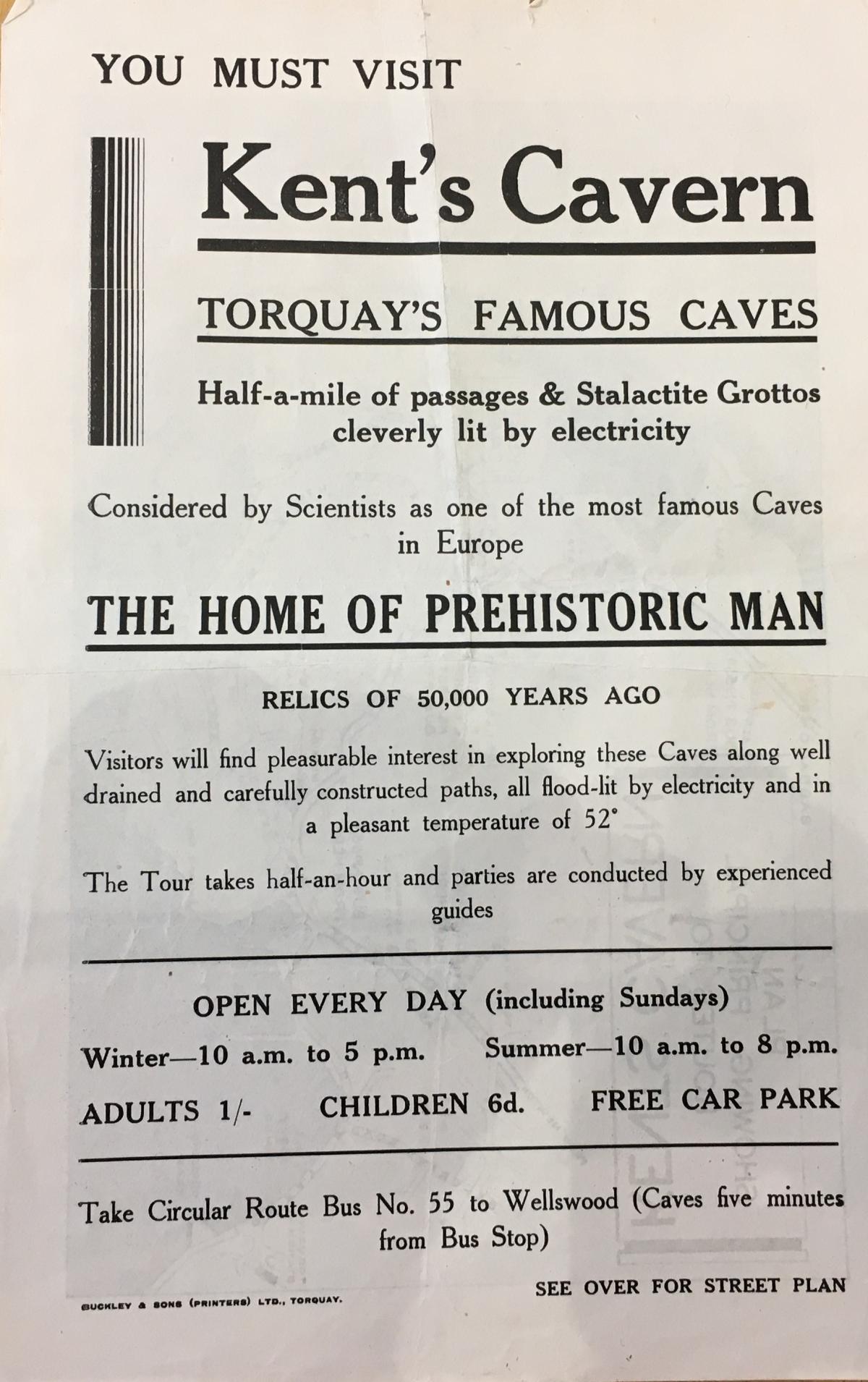 Kent's Cavern leaflet, 1950s. It explains why people should visit Kent's Cavern.  (Devon Heritage Centre: 6169Z/Z/3) (https://devon-cat.swheritage.org.uk/records/6169Z/Z/3)