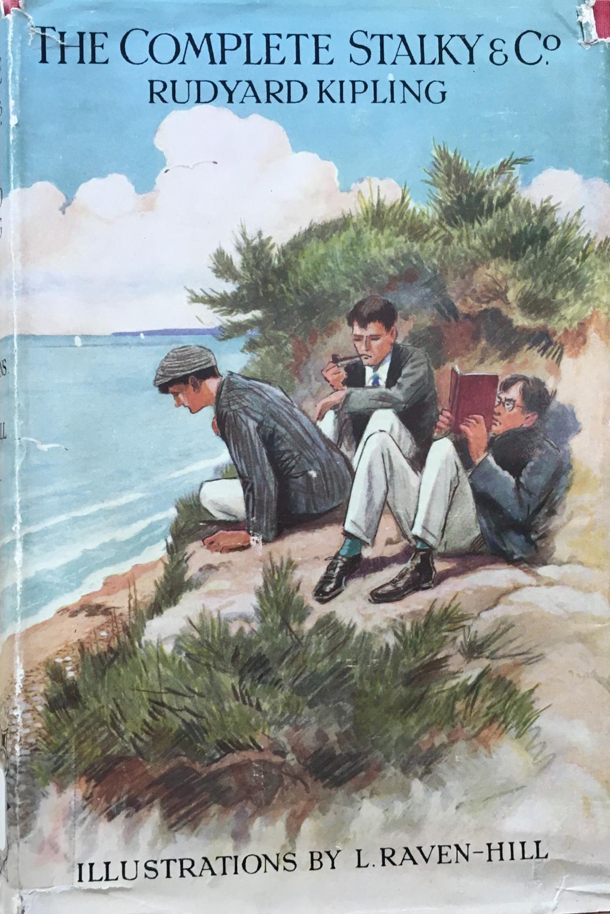 Stalky and Co, one of Rudyard Kipling's famous books.  The cover shows 3 schoolboys, the book is supposed to be based on Kipling and his 3 friends and their adventures in school in Devon.  (Devon Heritage Centre: West Country Studies Library)