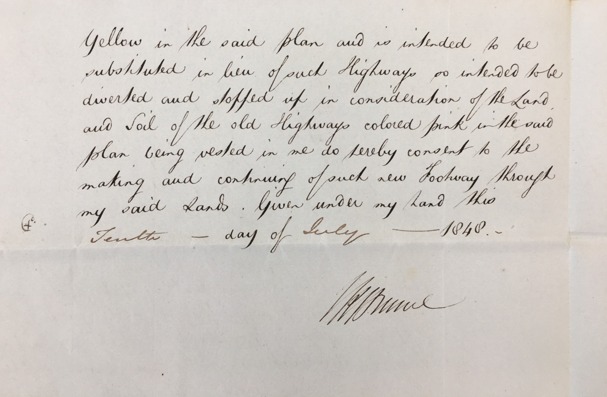 Letter about diverting a road, signed by Isambard Kingdom Brunel, 1848. (Devon Heritage Centre: QS/113A/199/4)