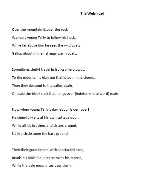 Transcript of 'The Welsh Lad'