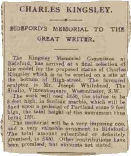 Article about a statue of him being put up, published in the Western Times 30 July 1904.  Newspaper image © The British Library Board.  All rights reserved.  With thanks to The British Newspaper Archive (www.britishnewspaperarchive.co.uk).